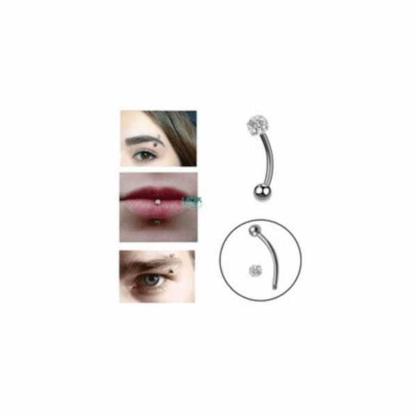 Piercing Sombranc Curvo Pedrinhas c/12
