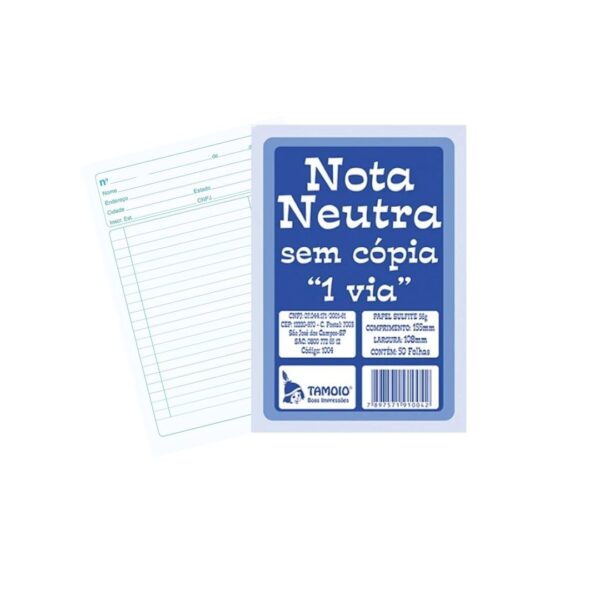 Nota Neutra Sem Cópia  50ﬂs c/20  Cod.: 7898958465018