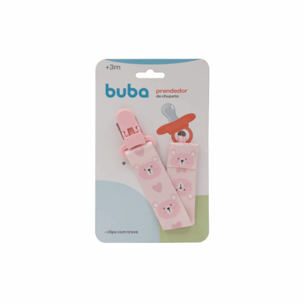 Prendedor de Chupeta Buba Ursinho Rosa 14494 Cod.: 7908103744940
