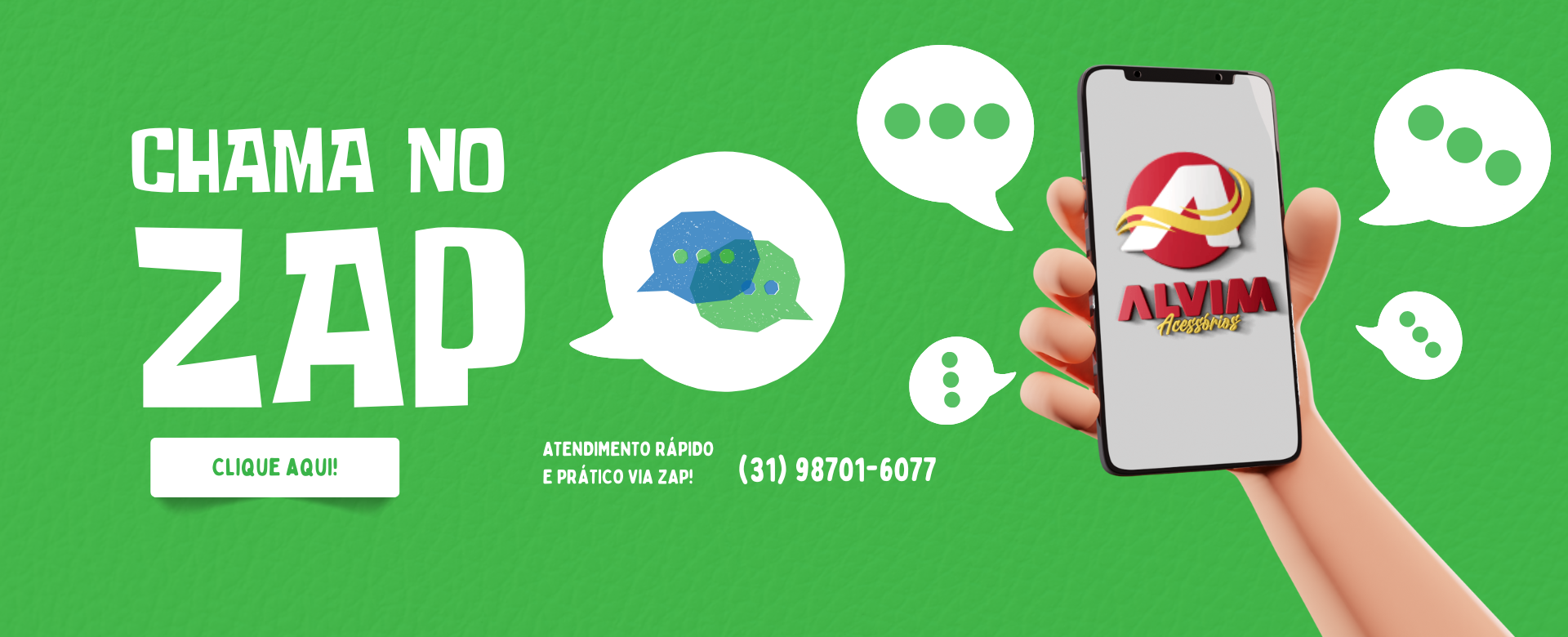 Banner de site para atendimento via zap