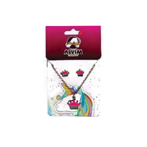 (134) - Colar e Brinco Infantil Unicórnio Cod. 70341381922