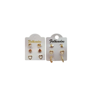 (142) - Brinco Feminino Folheado 3 Pares. Cod. 6942242202542