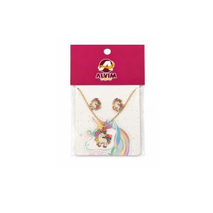 colar e brinco inf unicornio
