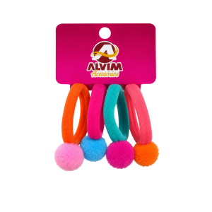 elástico de meia com pom pom c/04